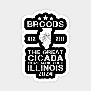 Great Cicada Comeback Tour Illinois 2024 Cicada Broods XIII and XIX Magnet