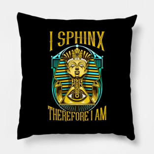 Cute & Funny I Sphinx Therefore I Am Pun Egyptian Pillow