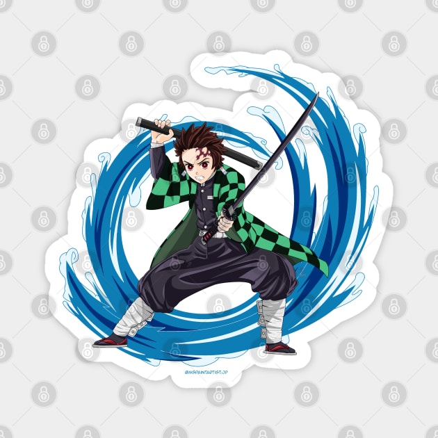 Water Sword Boy Magnet by Zapt Art