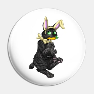 Bobtail BunnyCat: Black Tabby (Yellow) Pin