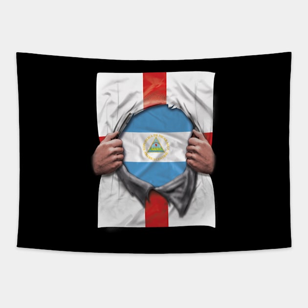 Nicaragua Flag English Flag Ripped - Gift for Nicaraguan From Nicaragua Tapestry by Country Flags