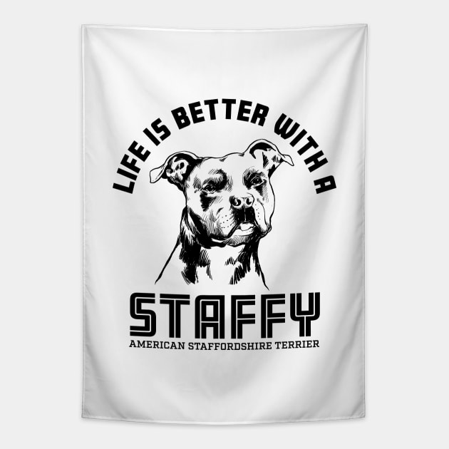 American Staffordshire Terrier Tapestry by Black Tee Inc