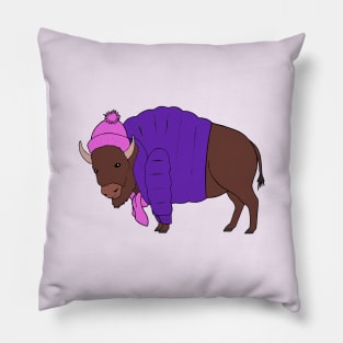 Buffalo Winter - pink Pillow