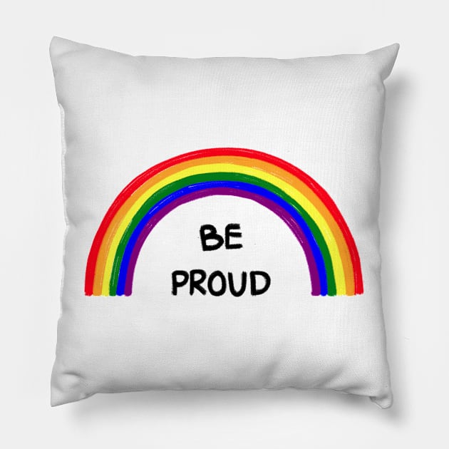Gay pride rainbow lgbtq with positive quote concept. Pillow by Nalidsa