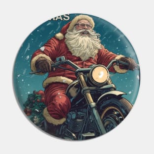 Santa Celebrate Christmas With Motorcycle Pin