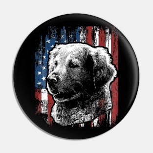 Golden Retriever 4Th Of July American Flag Pin