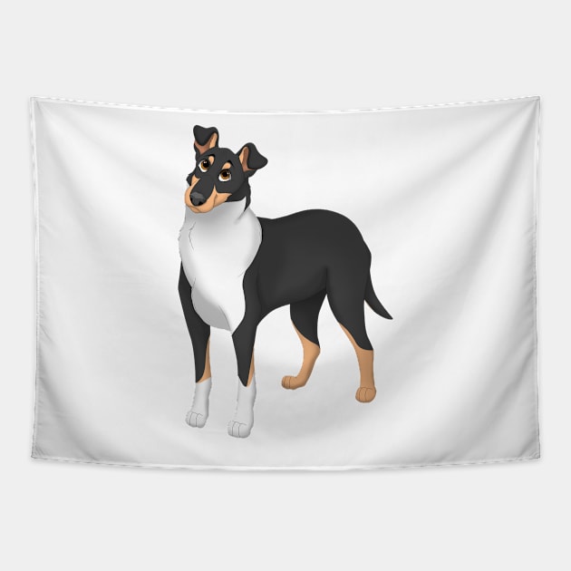 White, Black & Tan Smooth Collie Dog Tapestry by millersye