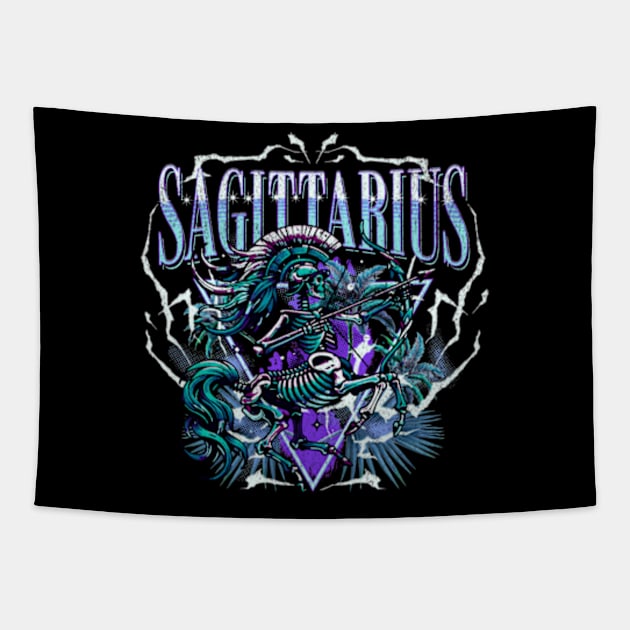 Sagittarius Bootleg Retro Hip Hop Zodiac Sign Birthday Tapestry by Lavender Celeste