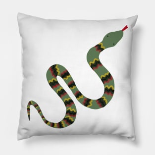 Green Garden Snake Cartoon with Yellow, Red and Black Zig Zag Bands Pillow