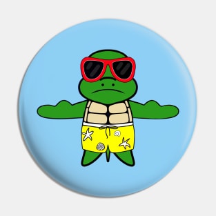 FUNNY Turtle At The Beach Pin