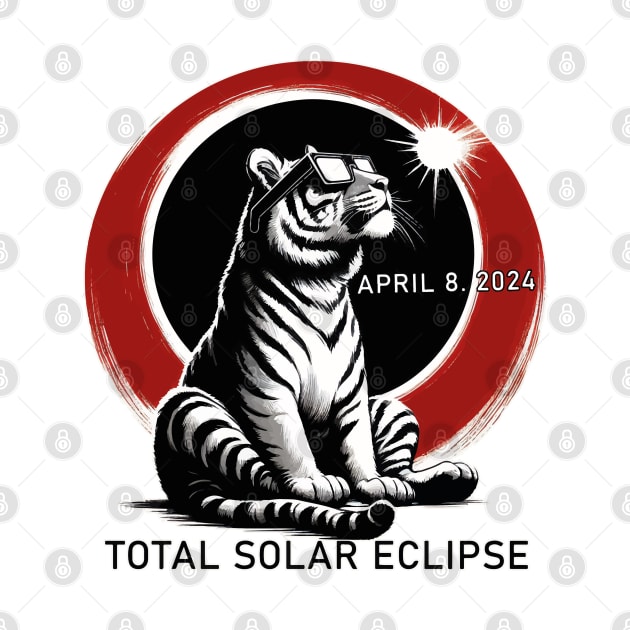 Funny Tiger Total solar eclipse 2024 by TomFrontierArt