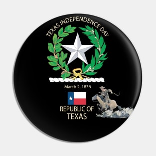 Texas Independence Day  - State Emblem  and Cowboy X 300 Pin