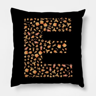 Letter E Initial Christmas Decorations Gingerbread Pillow