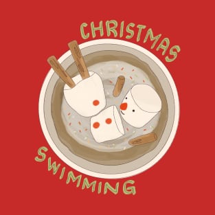 Marshmallow Snowman Swimming in Holiday Drink T-Shirt