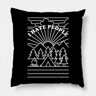 I Hate People - Camping Introvert - white version Pillow