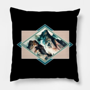 Watercolor Mountain Landscape ' Pillow