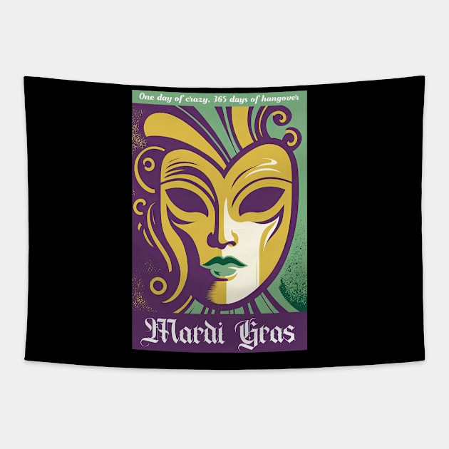 Funny Mardi Gras Purple Green Tapestry by HallucinateAI