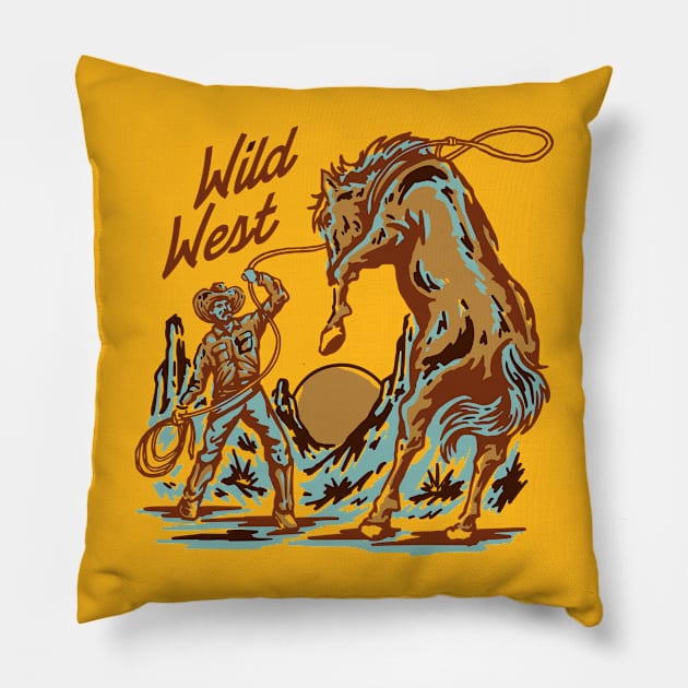 Wild west cowboy Pillow by myvintagespace