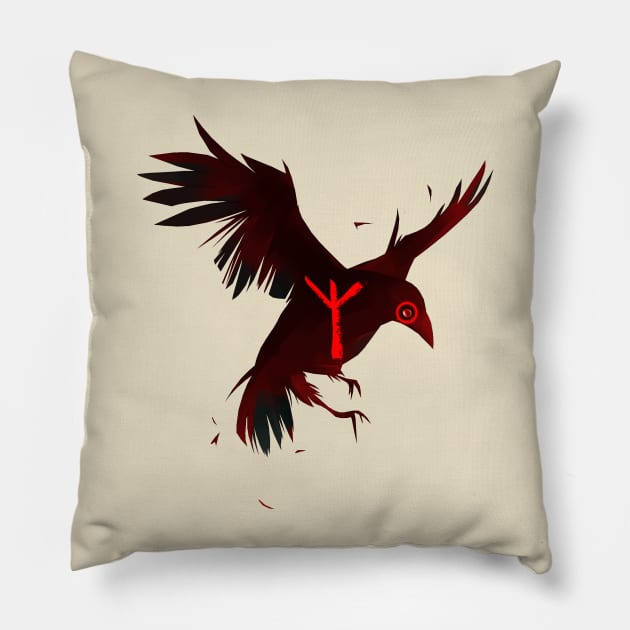 The Norse God Oðinn - Odin & Hrafnaguð, the Raven God Pillow by SALENTOmadness