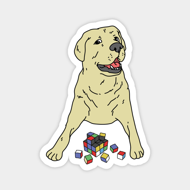 Labrador Playing Rubik's Cube Magnet by Freid
