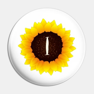 Floral Monogram I Bright Yellow Sunflower Pin