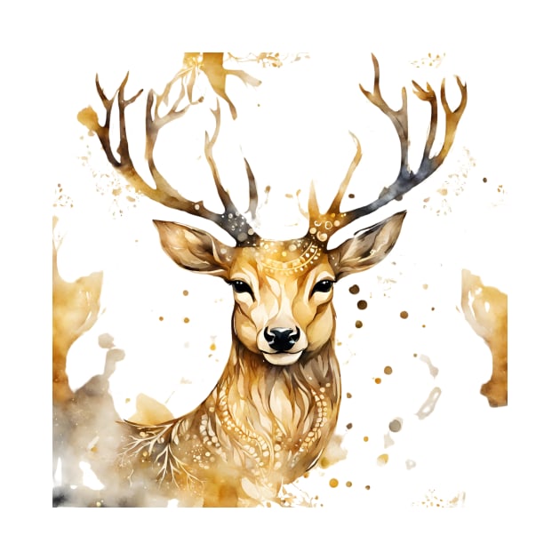 watercolor deer by Awgacia