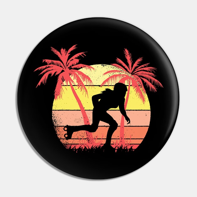 Roller Skater Girl Summer Sunset 80s Palm Pin by bridgewalker