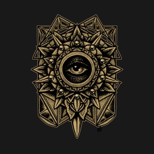 Sacred Geometry Seraphim Star Mandala Sepia T-Shirt