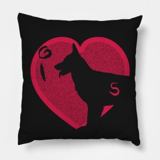 Distressed Minimalistic Red Heart I Love German Shepherds Pillow