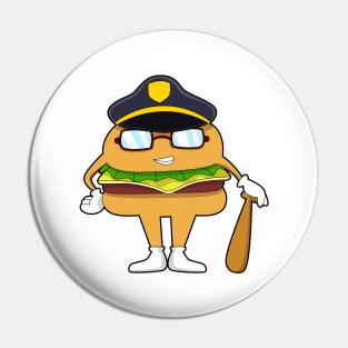 Burger as Police officer with Police hat Pin