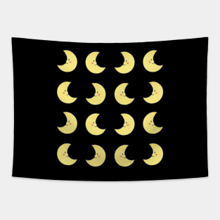 Smiley Half Moon Pattern Tapestry