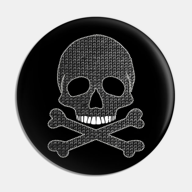 Crochet Skull and Wool Crossbones Pin by Nuletto