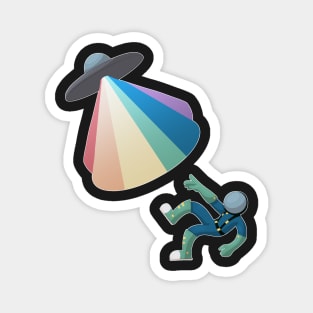 Rainbow Alien Abducting a Blue Astronaut Magnet