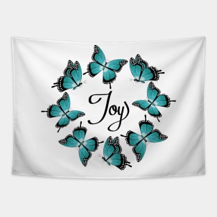 Joy - Blue Butterflies Tapestry