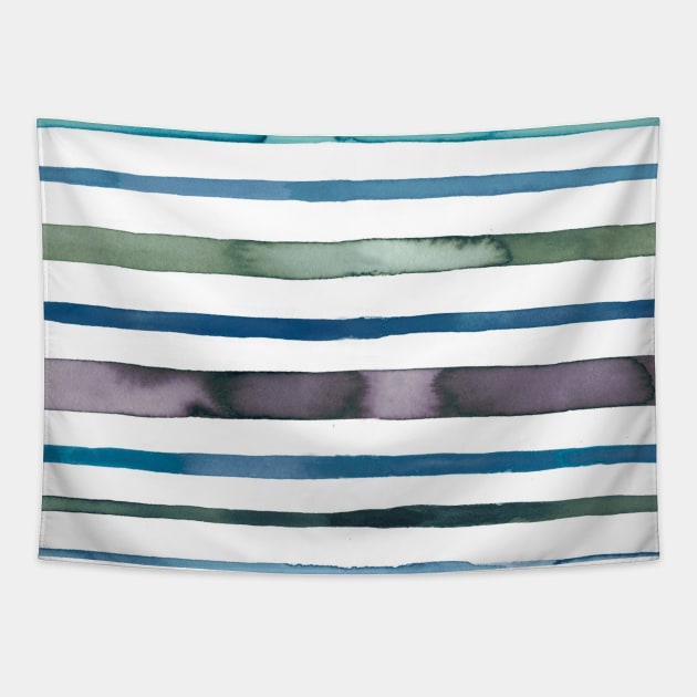 Nautical Sea Stripes Blue Tapestry by ninoladesign