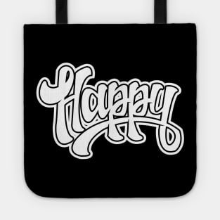 happy hand lettering t-shirt Tote