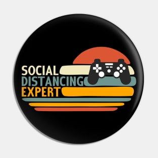 Social Distancing Expert Gaming Vintage Video Gamer Gift Pin