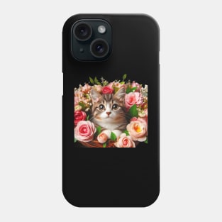 Blossoming Friendship: A Funny and Cute Cat Amongst Beautiful Flowers Phone Case