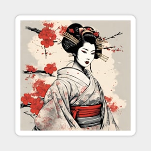 beautiful geisha portrait Japanese style art Magnet