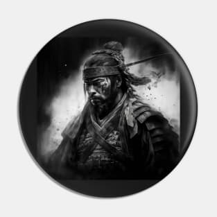 Charcoal Drawing of a japanese samurai Pin