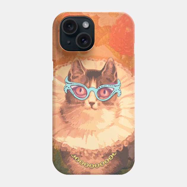 Cool Renaissance cat with glasses and gold chain Phone Case by Design A Studios