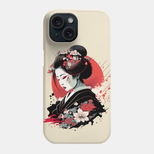 Japanese Woman in Flowers Phone Case