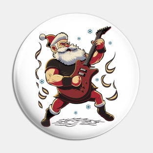 Christmas Guitar Gift Santa Claus Guitarist Funny Guitar Pin