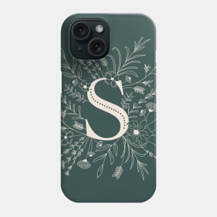 Botanical Letter S (Forest Green) Phone Case