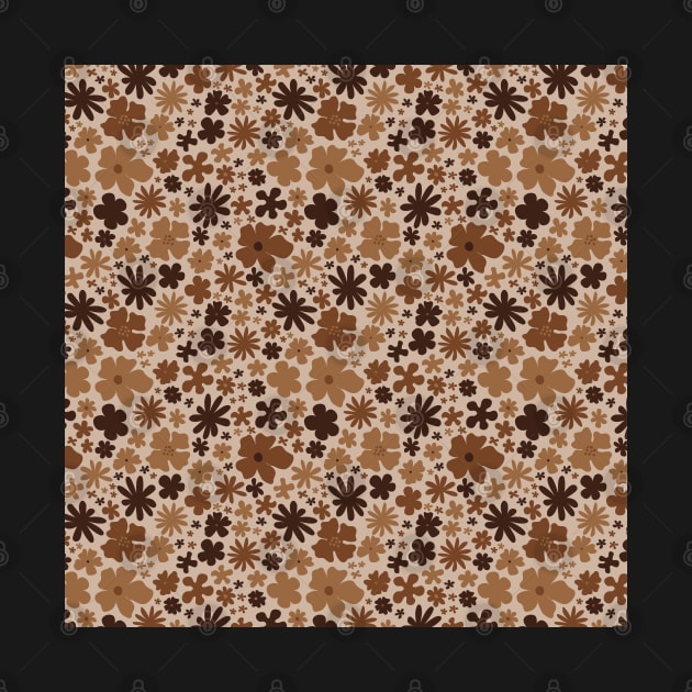 NEUTRAL EARTHY FLOWER POWER 60S PATTERN by blomastudios