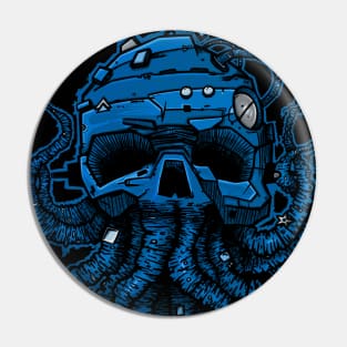 kraken skull blue Pin