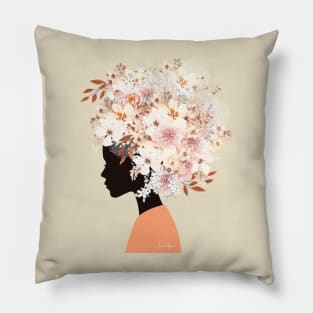 Black Woman in Flower Headdress Pillow