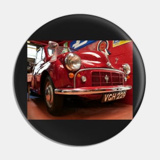 Shiny bumper of classic red car Pin