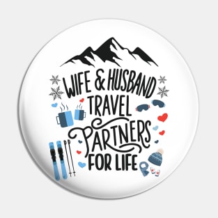 Wife & Husband Travel Partners For Life Honeymoon Ski Lovers Pin