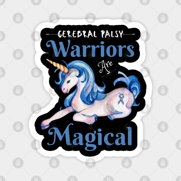 Cerebral Palsy Warriors Are Magical, Cute Green Unicorn Magnet by JustBeSatisfied